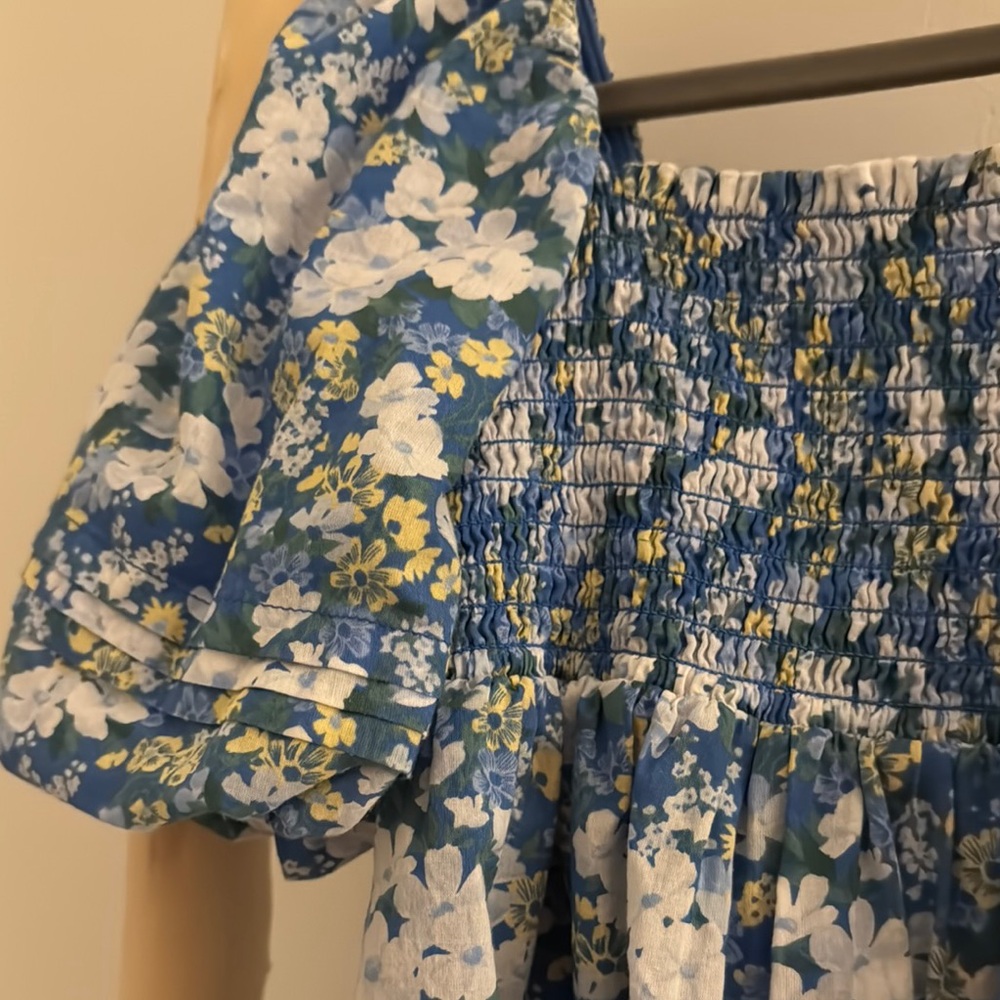Janie and Jack Floral Blue Puff Sleeve Dress Tunic - Picture 4 of 4